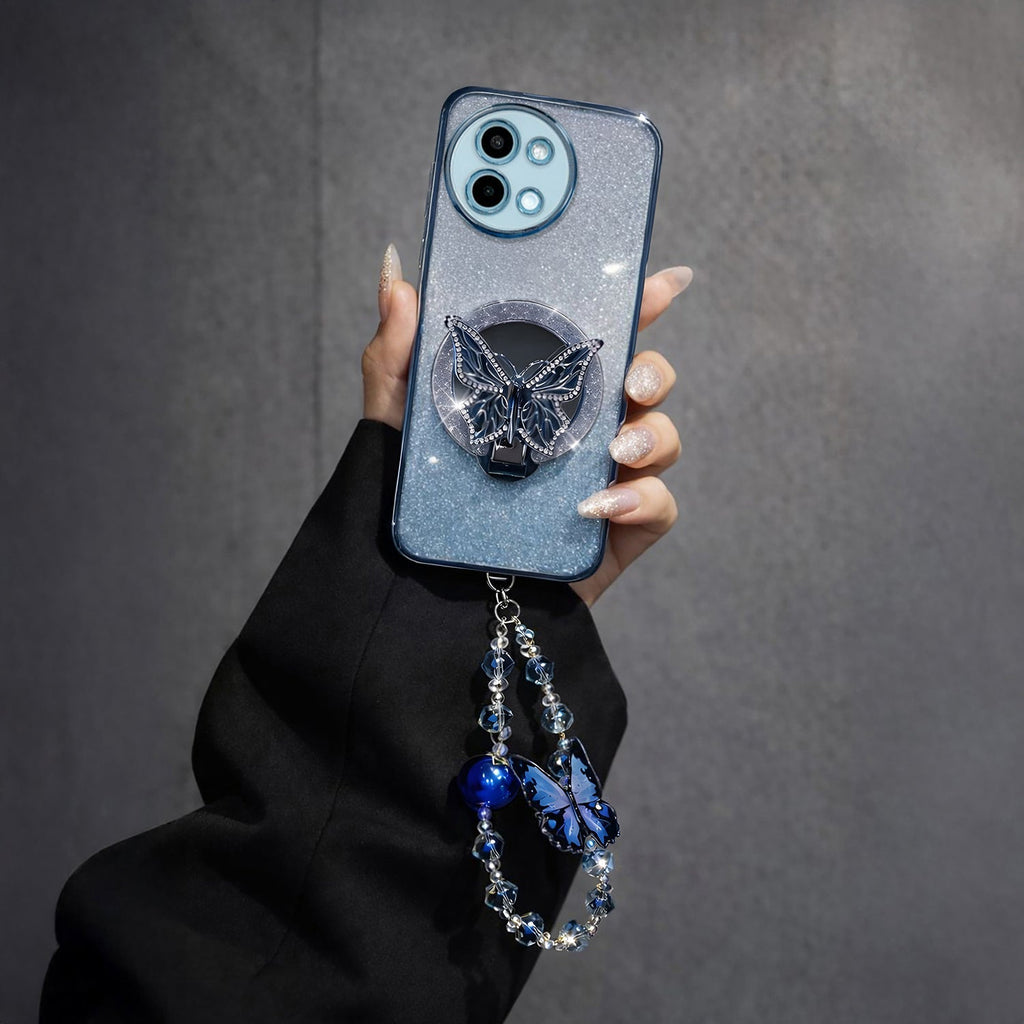 Vivo Y58 5G Stunning Shimmer Electroplating Butterfly Stand Charm Case