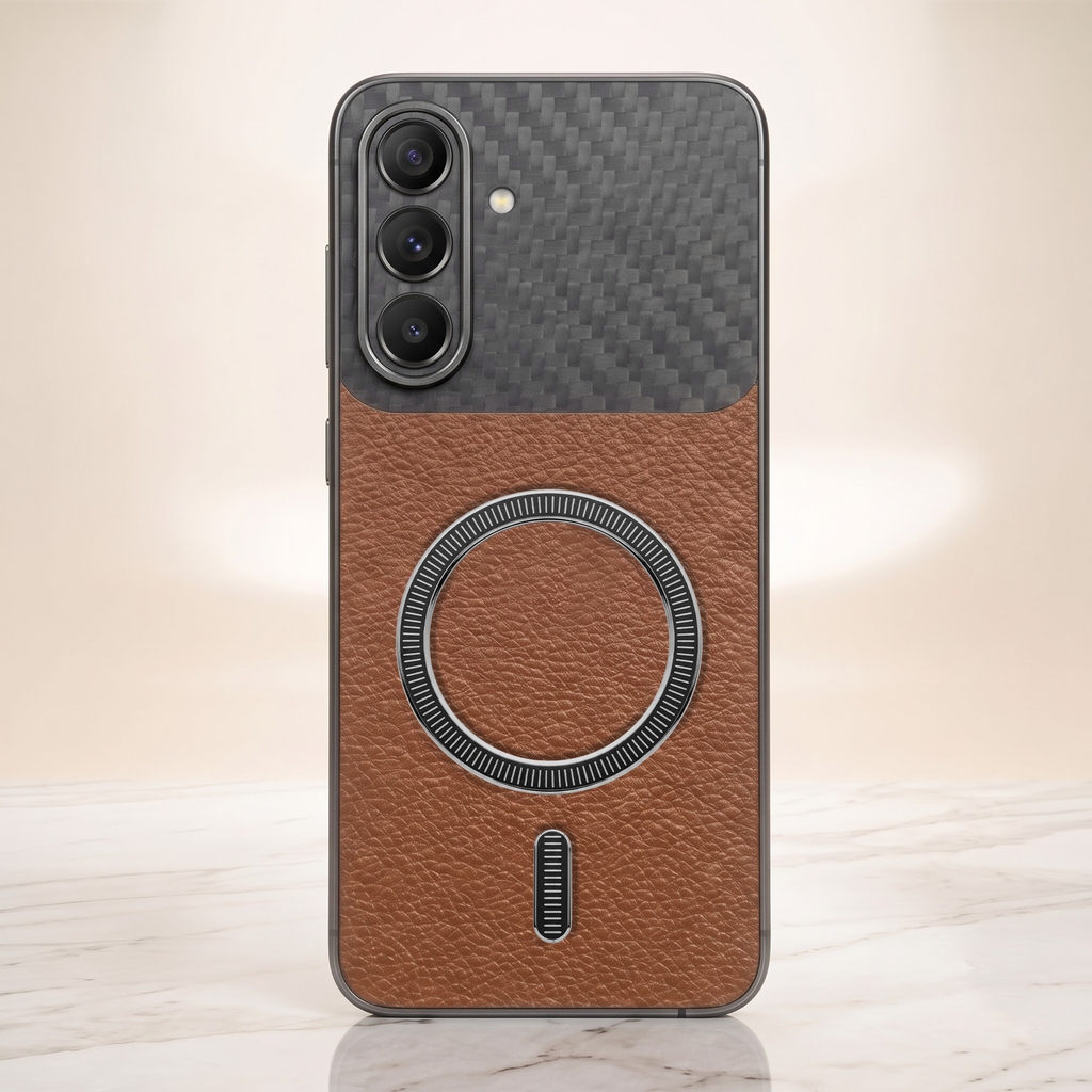 Samsung Galaxy A37 5G Carbon Fiber Leather Hybrid MagSafe Magnetic Case