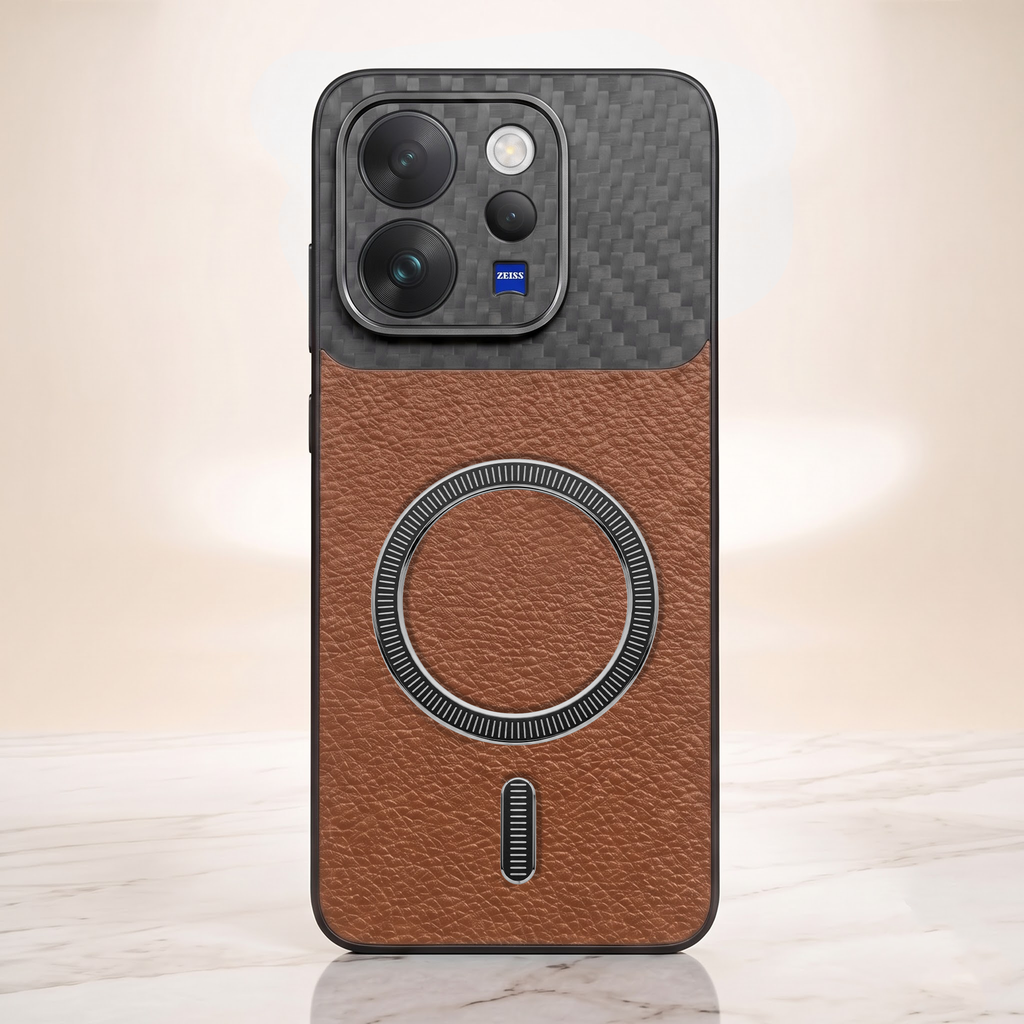 Vivo V70 5G Carbon Fiber Leather Hybrid MagSafe Magnetic Case