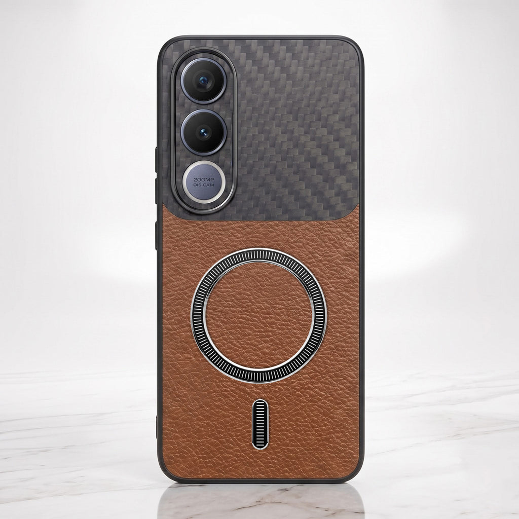 Vivo V70 FE 5G Carbon Fiber Leather Hybrid MagSafe Magnetic Case
