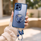 Oppo Reno 15 5G Transparent Airbag Butterfly Stand Case with Charm Strap
