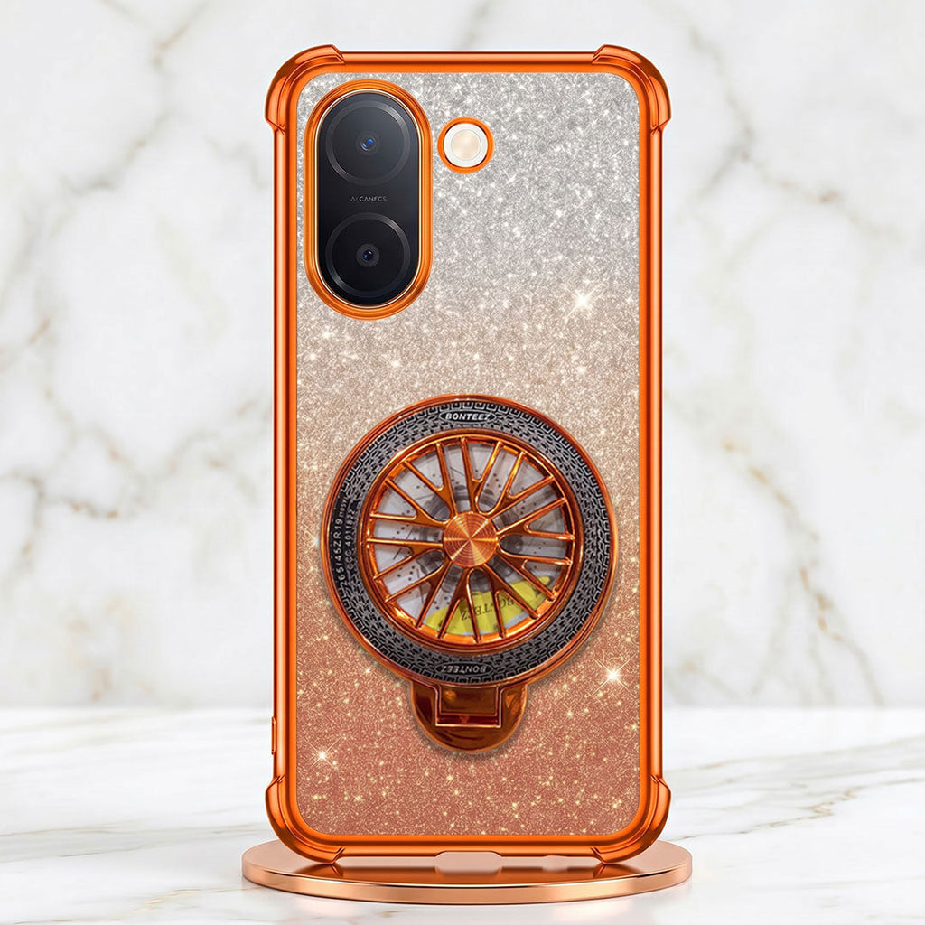 Vivo V60e 5G Stress Buster Wheel Rotating Shimmer Airbag Cosmic Orange Case