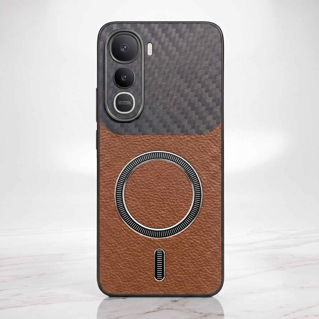 Vivo Y400 Pro 5G Carbon Fiber Leather Hybrid MagSafe Magnetic Case