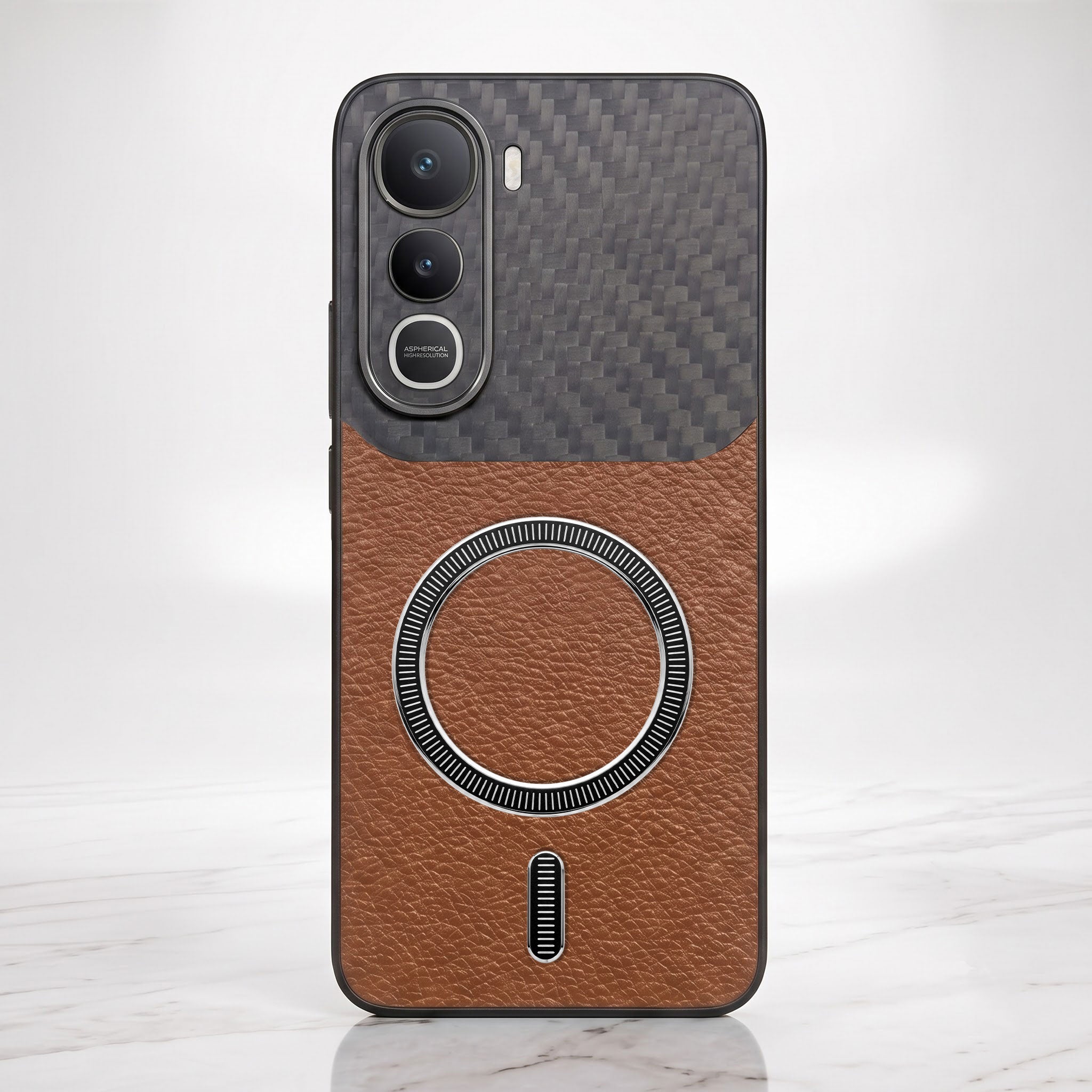 Vivo Y400 Pro 5G Carbon Fiber Leather Hybrid MagSafe Magnetic Case