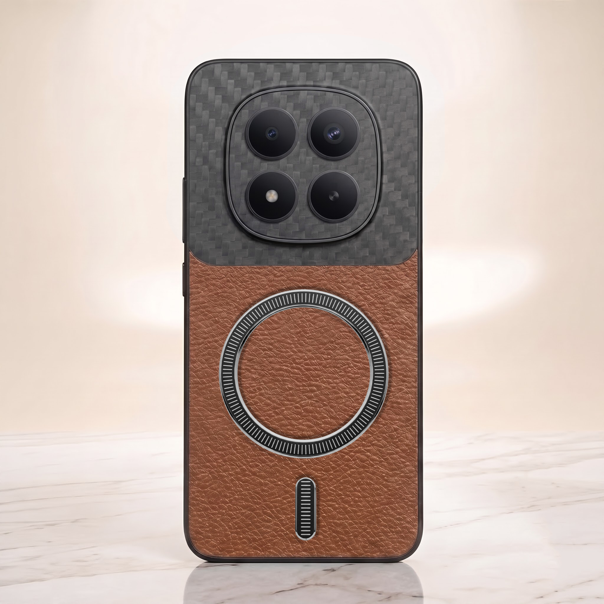 Redmi Note 15 Pro+ 5G Carbon Fiber Leather Hybrid MagSafe Magnetic Case