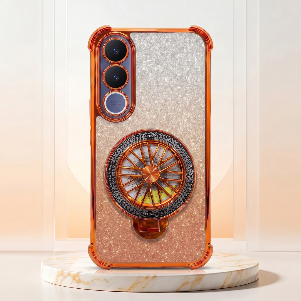 Vivo V70 FE 5G Stress Buster Wheel Rotating Shimmer Airbag Cosmic Orange Case