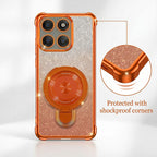 Motorola Edge 60 Pro 5G Invincible Bracket Ring Stand Shimmer Airbag Cosmic Orange Case