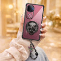 Vivo V50 5G Transparent Airbag Butterfly Stand Case with Charm Strap