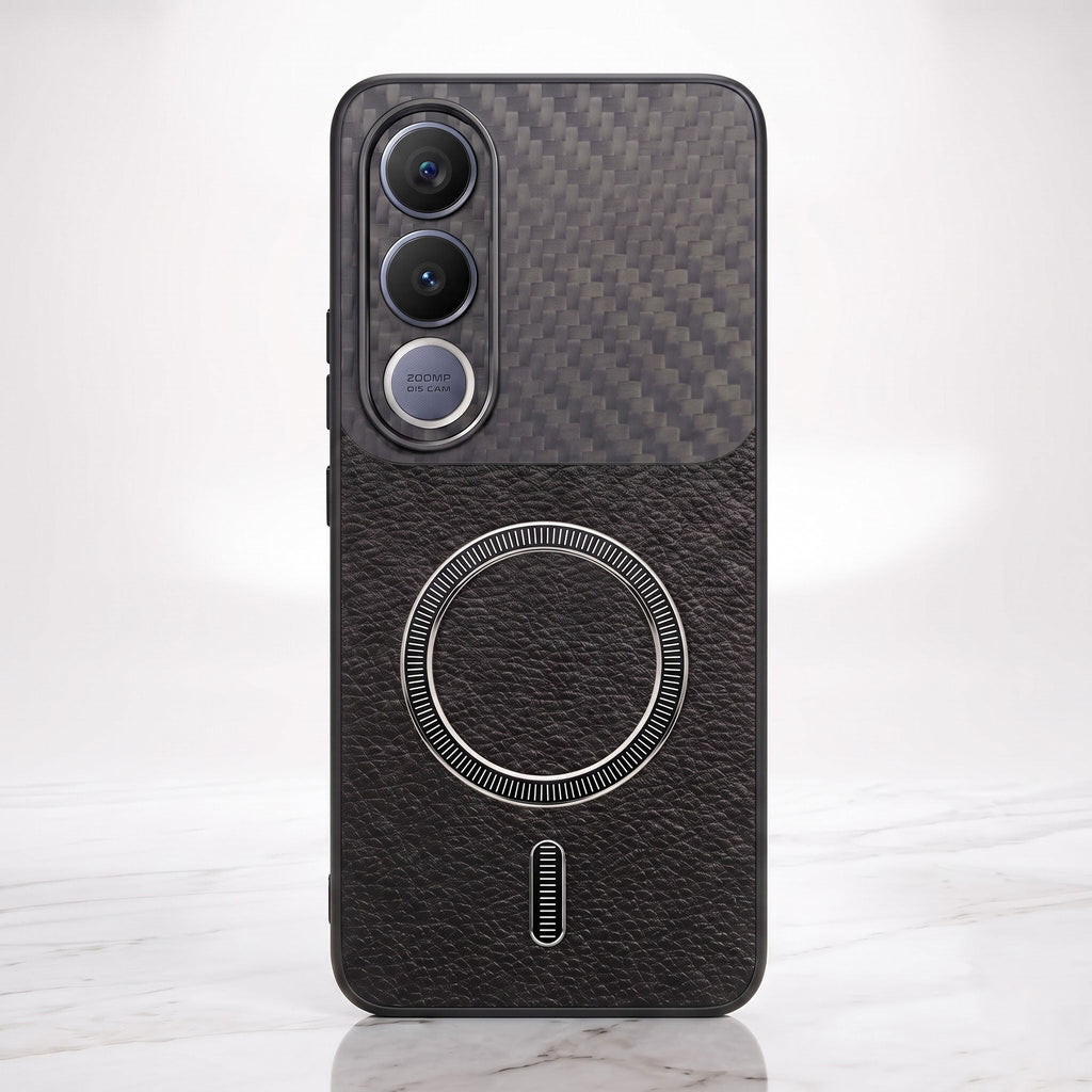 Vivo V70 FE 5G Carbon Fiber Leather Hybrid MagSafe Magnetic Case