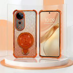 Vivo V40 Pro 5G Invincible Bracket Ring Stand Shimmer Airbag Cosmic Orange Case