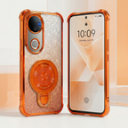 Vivo V50 5G Invincible Bracket Ring Stand Shimmer Airbag Cosmic Orange Case