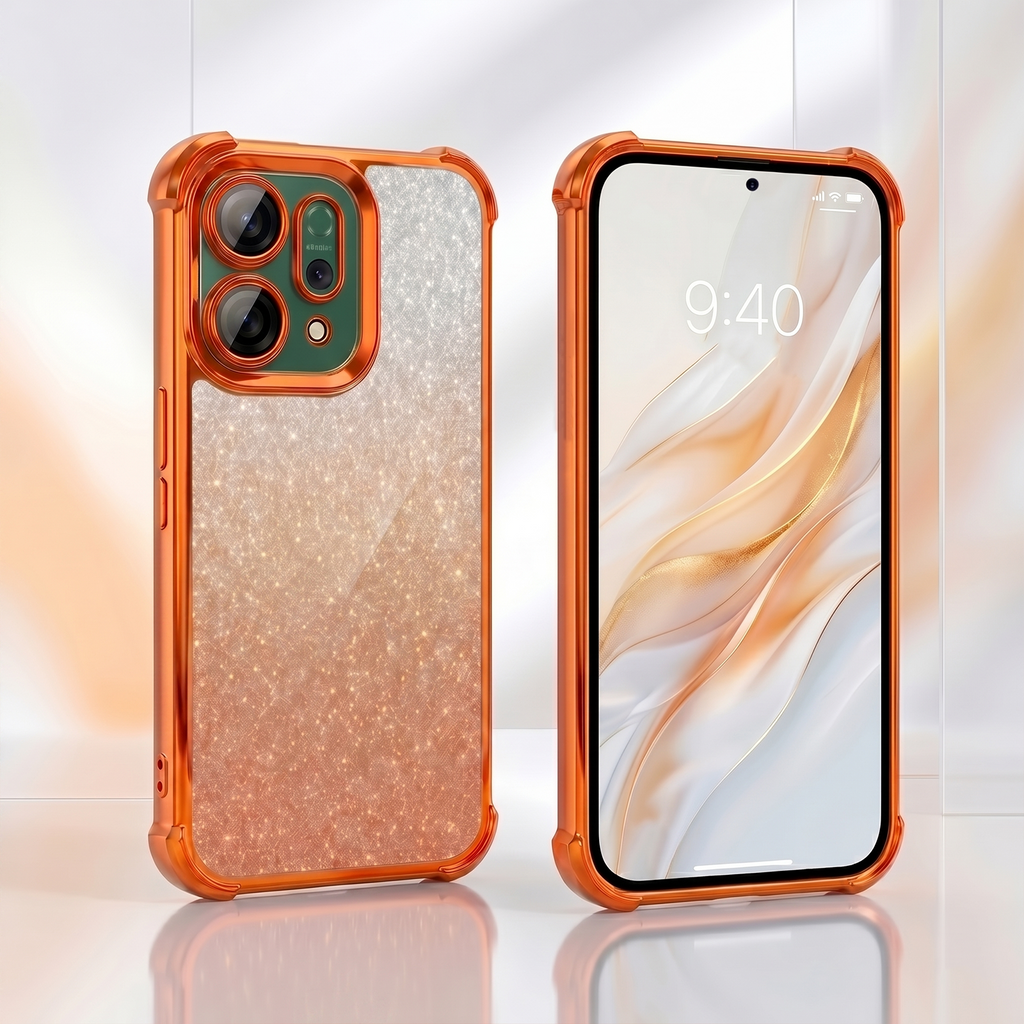 Oppo Reno 14 5G Luxury Shockproof Shimmer Airbag Cosmic Orange Case