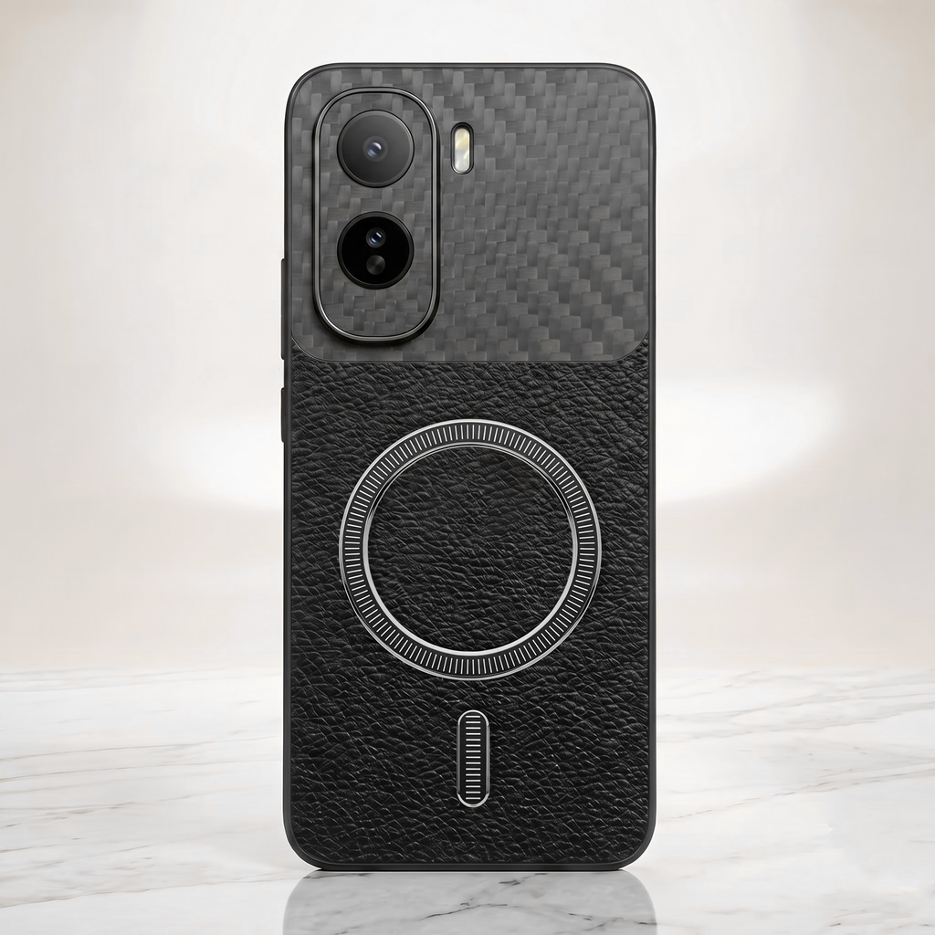 Vivo T5 Pro 5G Carbon Fiber Leather Hybrid MagSafe Magnetic Case
