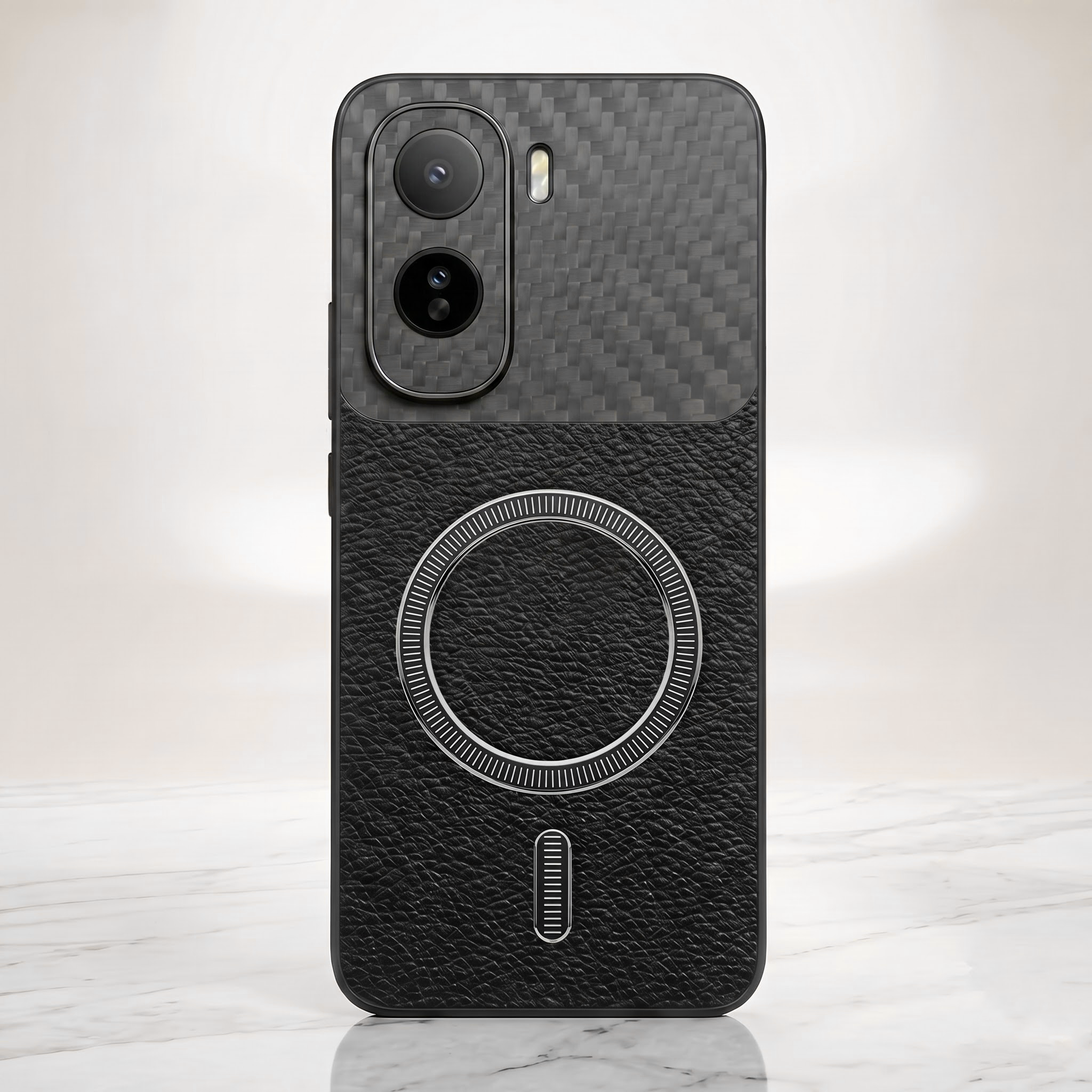 Vivo T5 Pro 5G Carbon Fiber Leather Hybrid MagSafe Magnetic Case