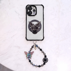 Vivo V70 5G Transparent Airbag Butterfly Stand Case with Charm Strap