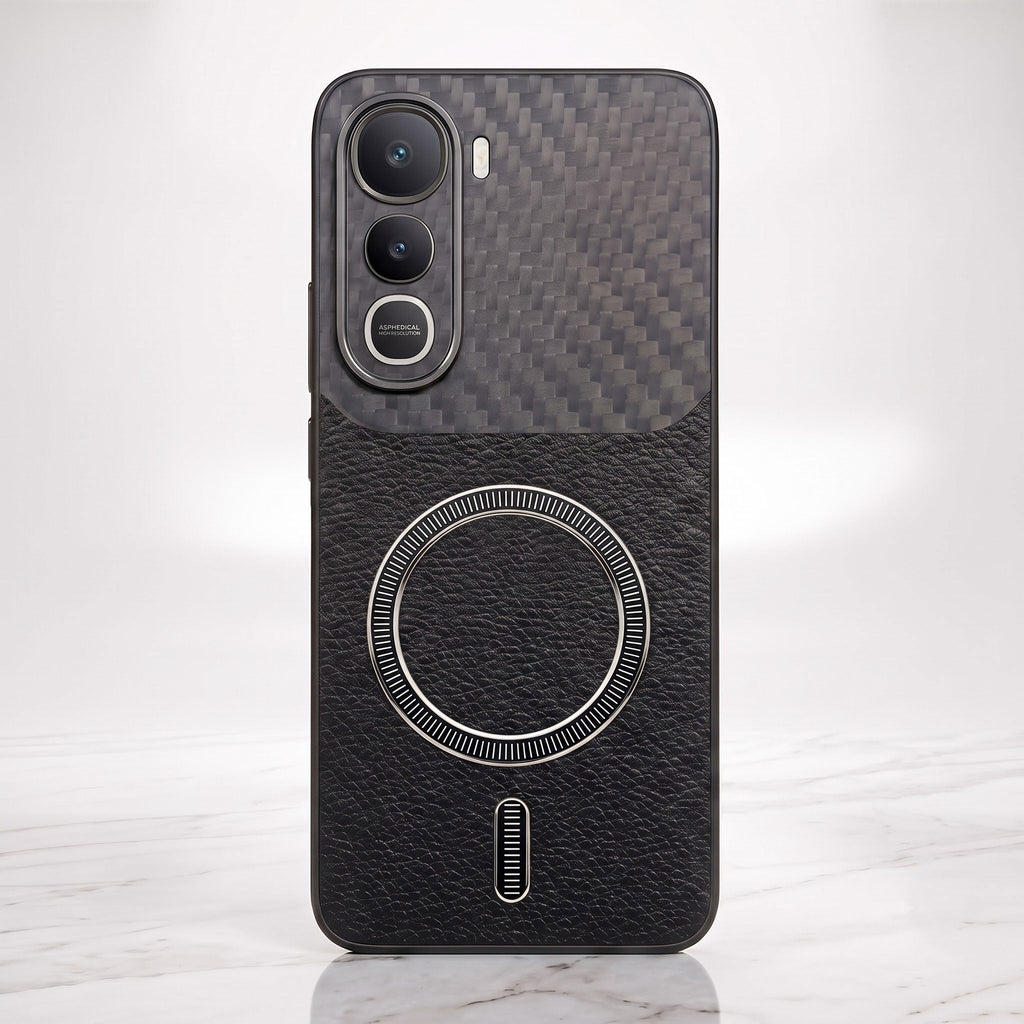 Vivo Y400 Pro 5G Carbon Fiber Leather Hybrid MagSafe Magnetic Case