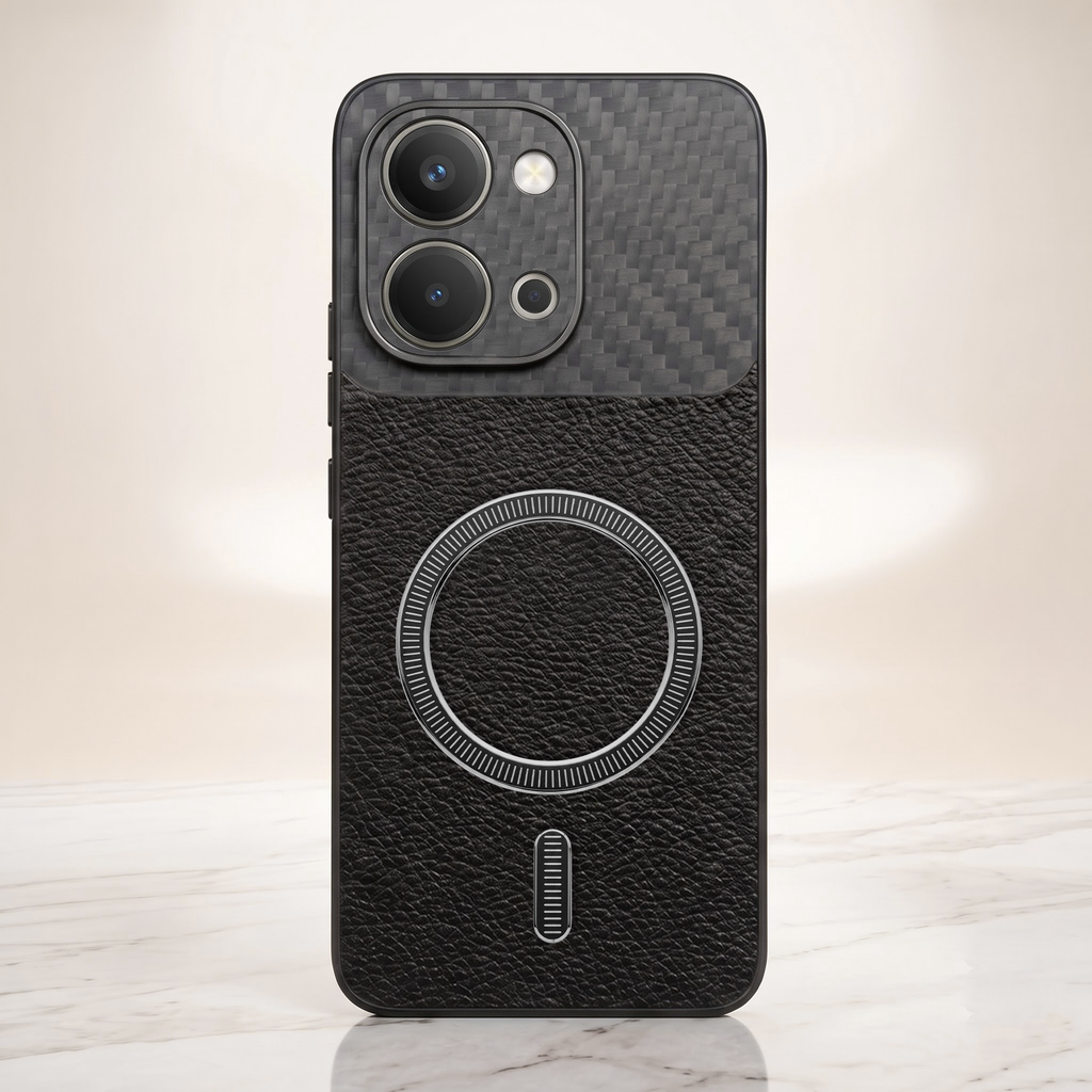 Vivo T5X 5G Carbon Fiber Leather Hybrid MagSafe Magnetic Case