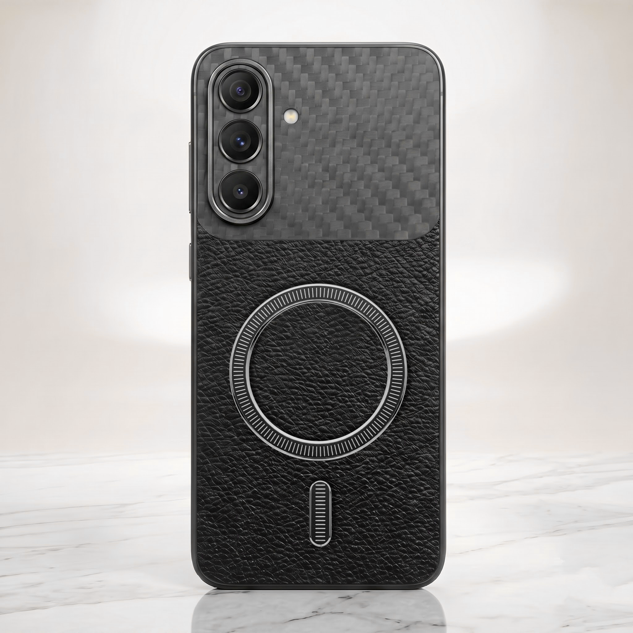 Samsung Galaxy A57 5G Carbon Fiber Leather Hybrid MagSafe Magnetic Case