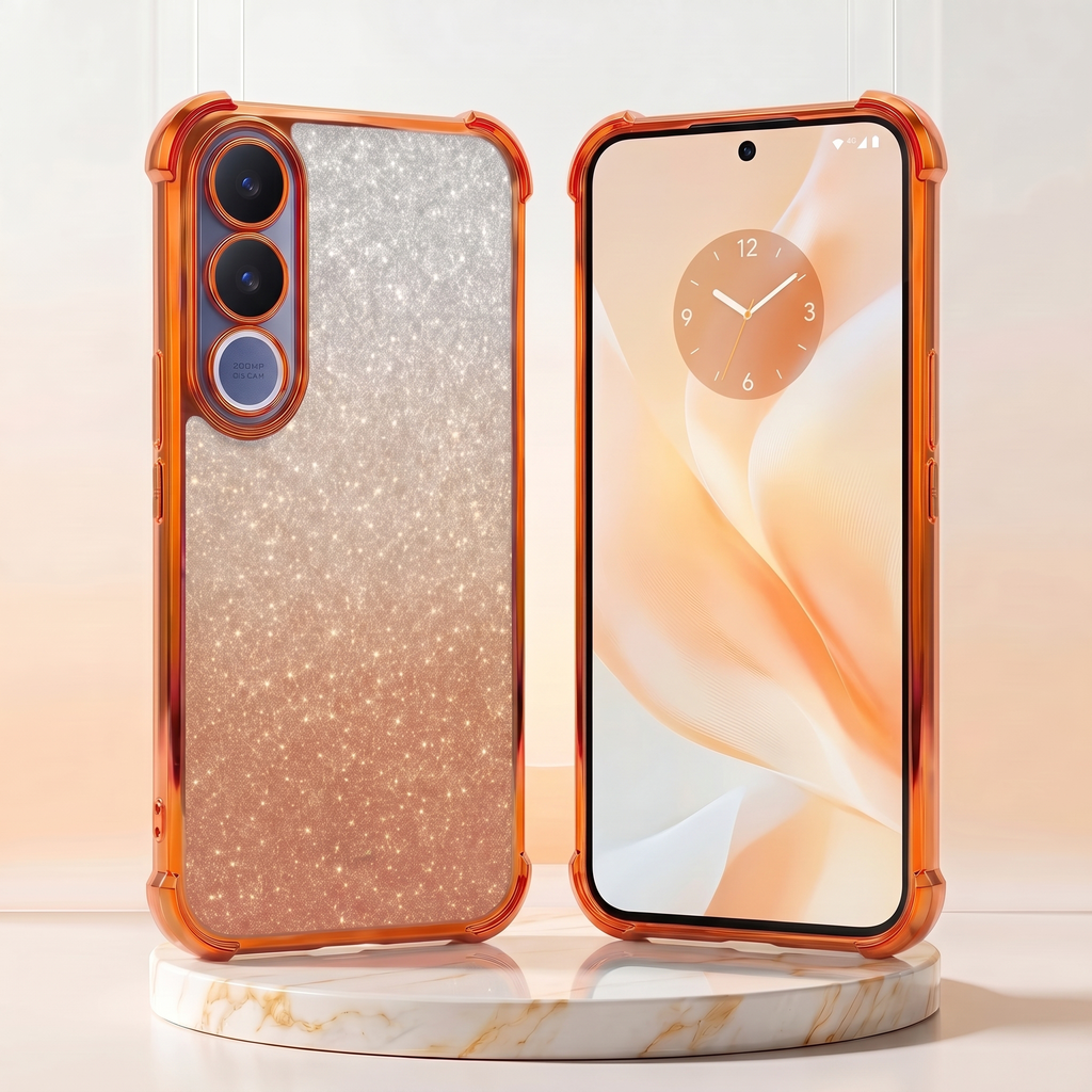 Vivo V70 FE 5G Luxury Shockproof Shimmer Airbag Cosmic Orange Case