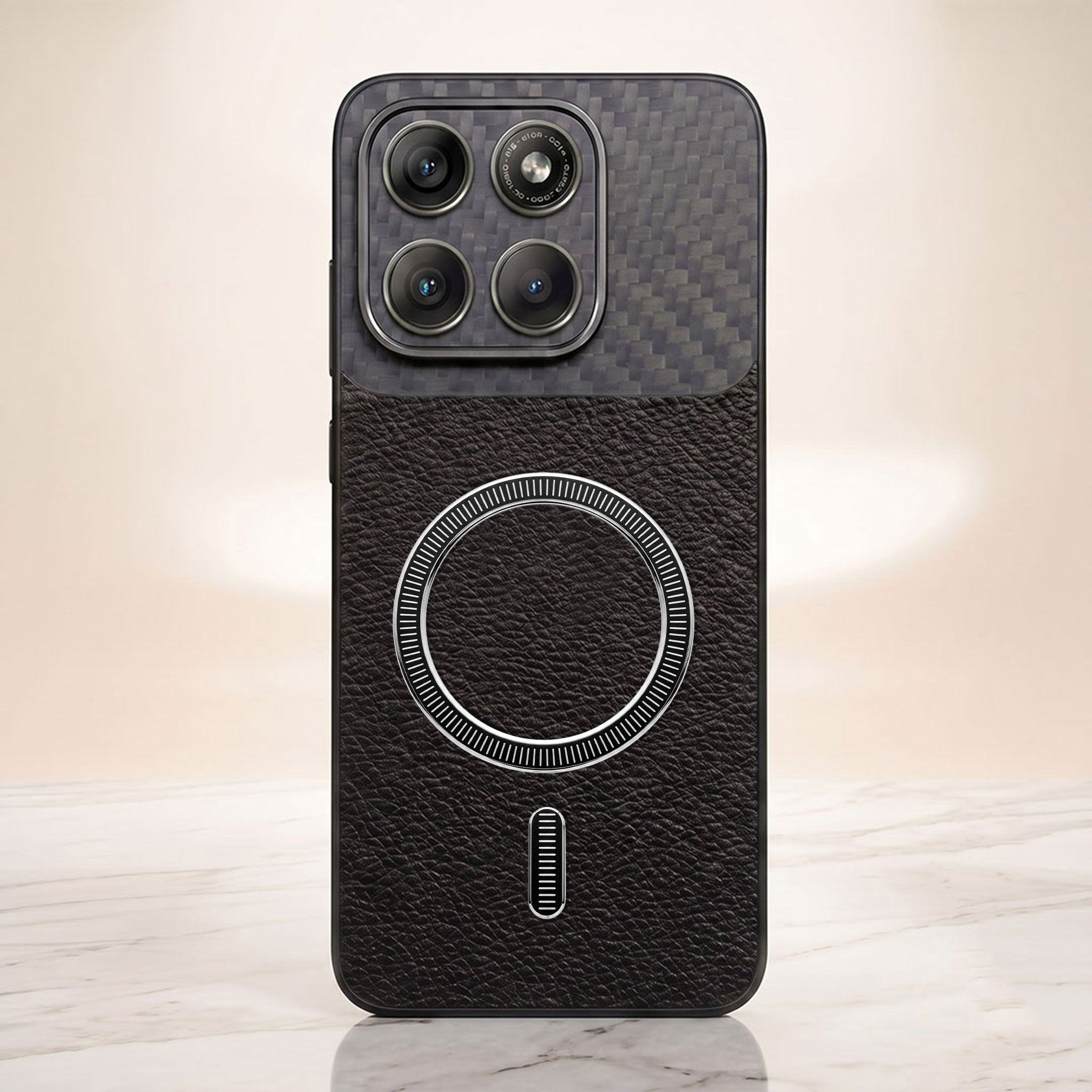 Motorola Edge 70 5G Carbon Fiber Leather Hybrid MagSafe Magnetic Case