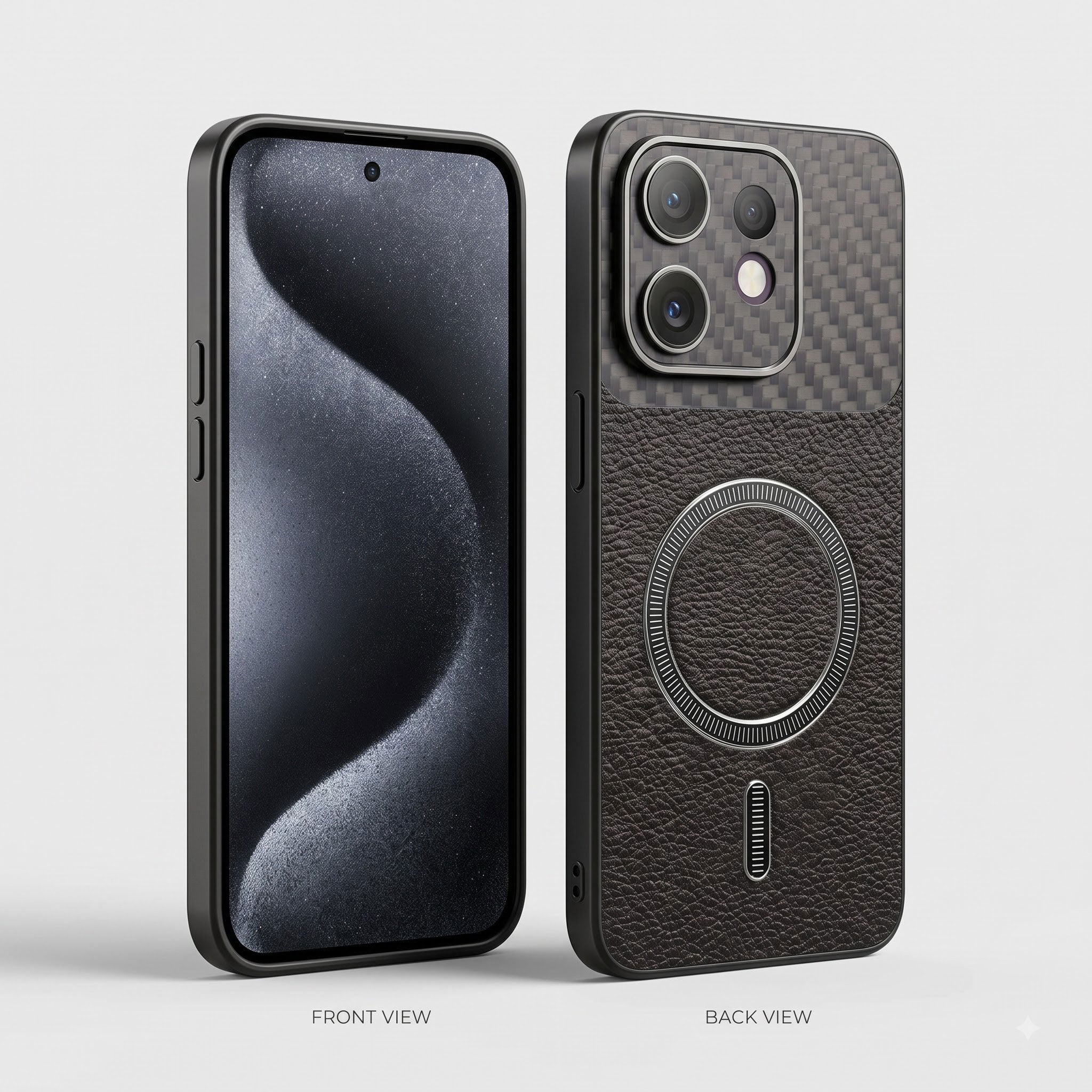 Oppo Reno 16 5G Carbon Fiber Leather Hybrid MagSafe Magnetic Case