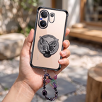 Vivo V60 5G Transparent Airbag Butterfly Stand Case with Charm Strap