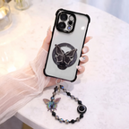 Vivo V70 5G Transparent Airbag Butterfly Stand Case with Charm Strap