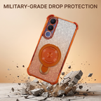 Vivo V70 FE 5G Invincible Bracket Ring Stand Shimmer Airbag Cosmic Orange Case