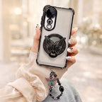 Vivo V40 Pro 5G Transparent Airbag Butterfly Stand Case with Charm Strap