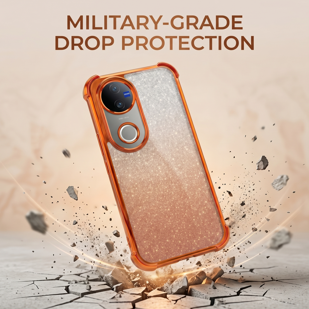 Vivo V50 5G Luxury Shockproof Shimmer Airbag Cosmic Orange Case