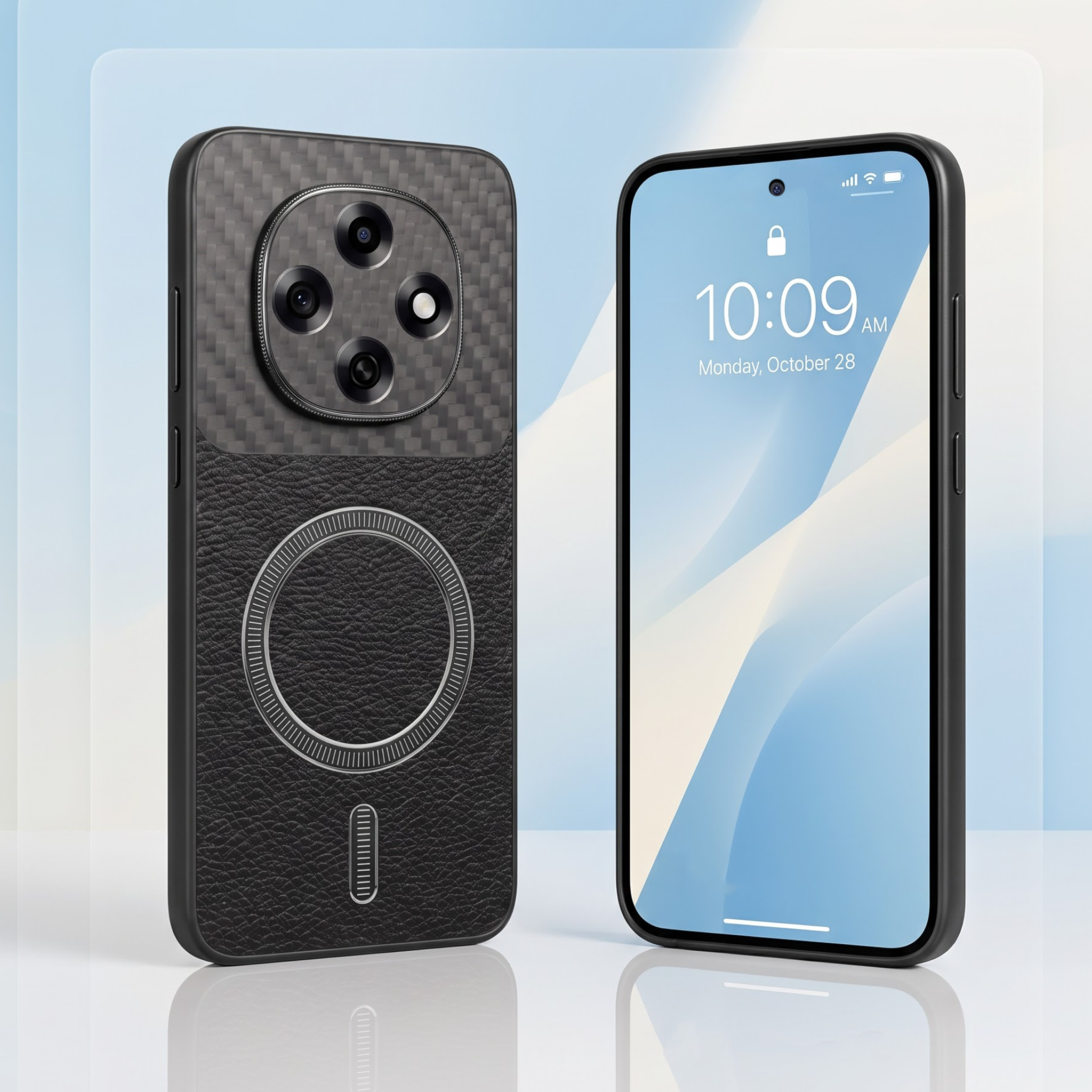 Oppo F31 Pro 5G Carbon Fiber Leather Hybrid MagSafe Magnetic Case