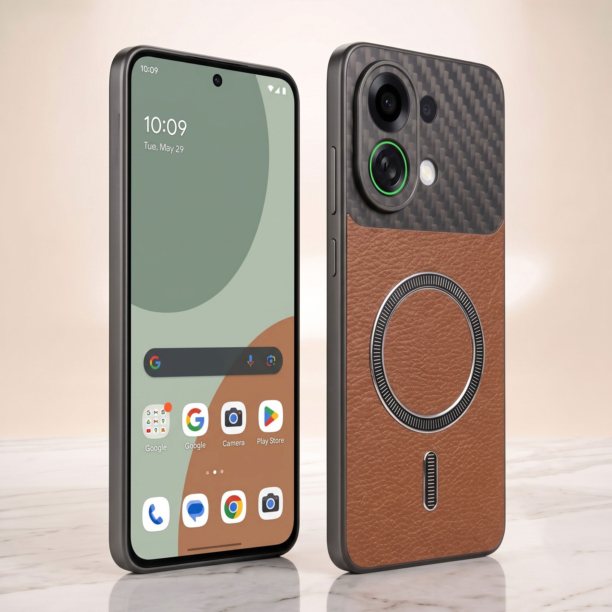 Oppo K13 Turbo 5G Carbon Fiber Leather Hybrid MagSafe Magnetic Case