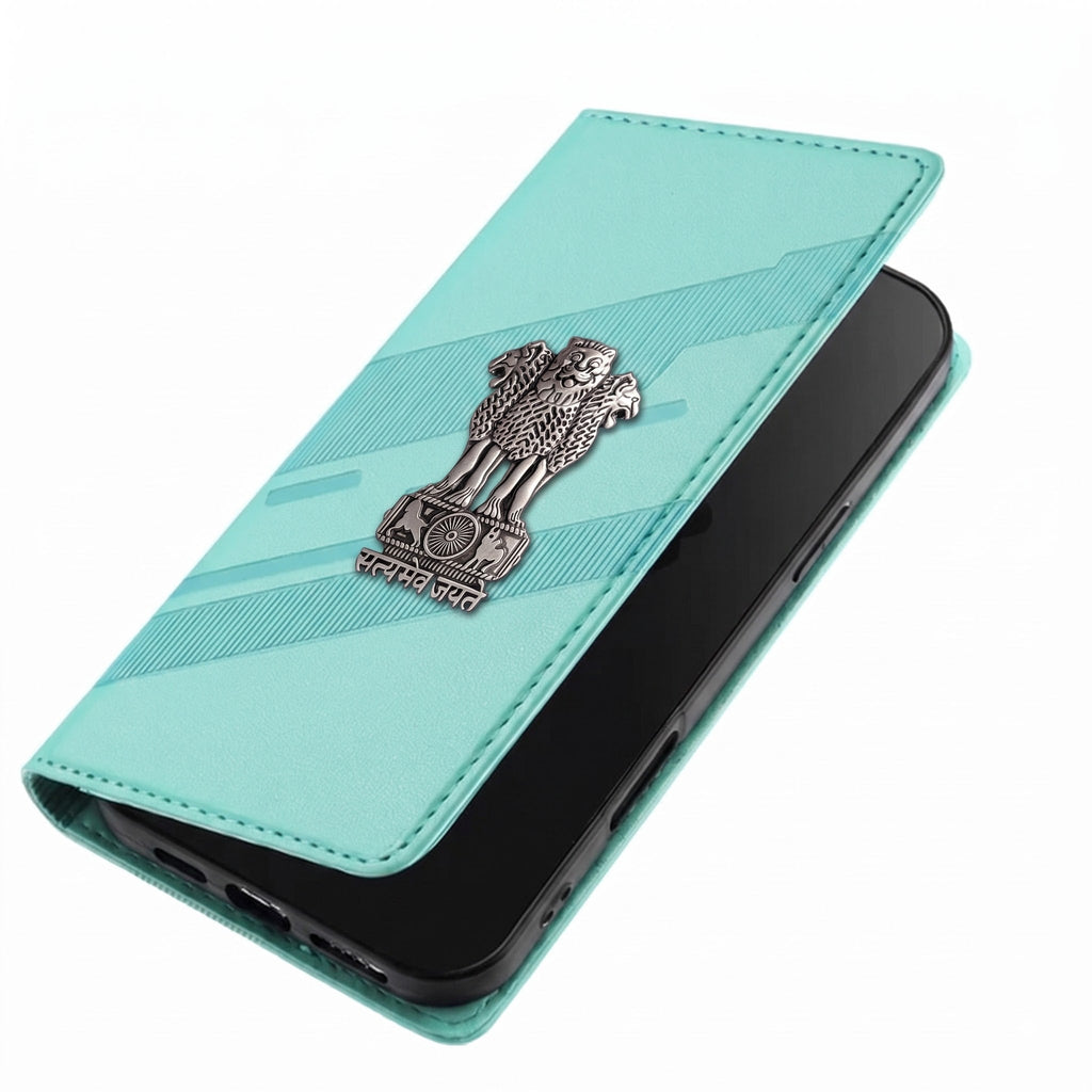 Oppo F27 Pro Plus 5G Satyamev Jayate 3D Emblem Magnetic Flip Wallet Case