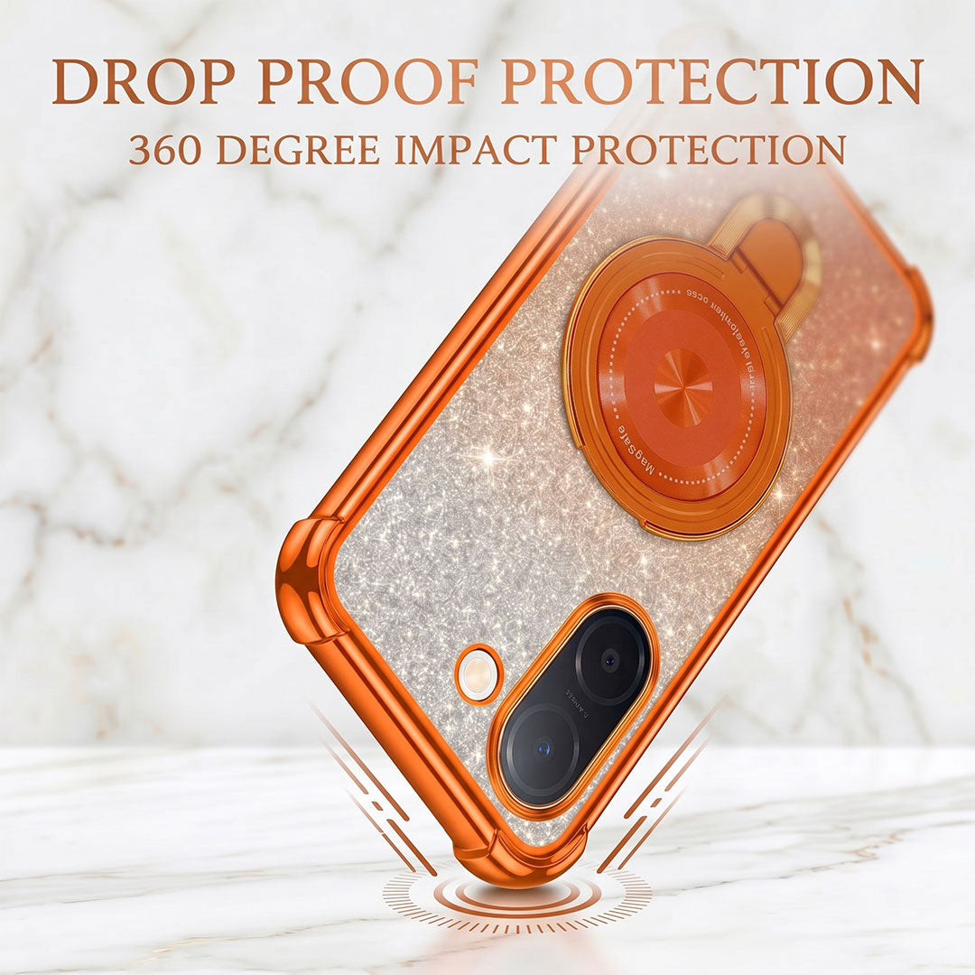Vivo V60e 5G Invincible Bracket Ring Stand Shimmer Airbag Cosmic Orange Case