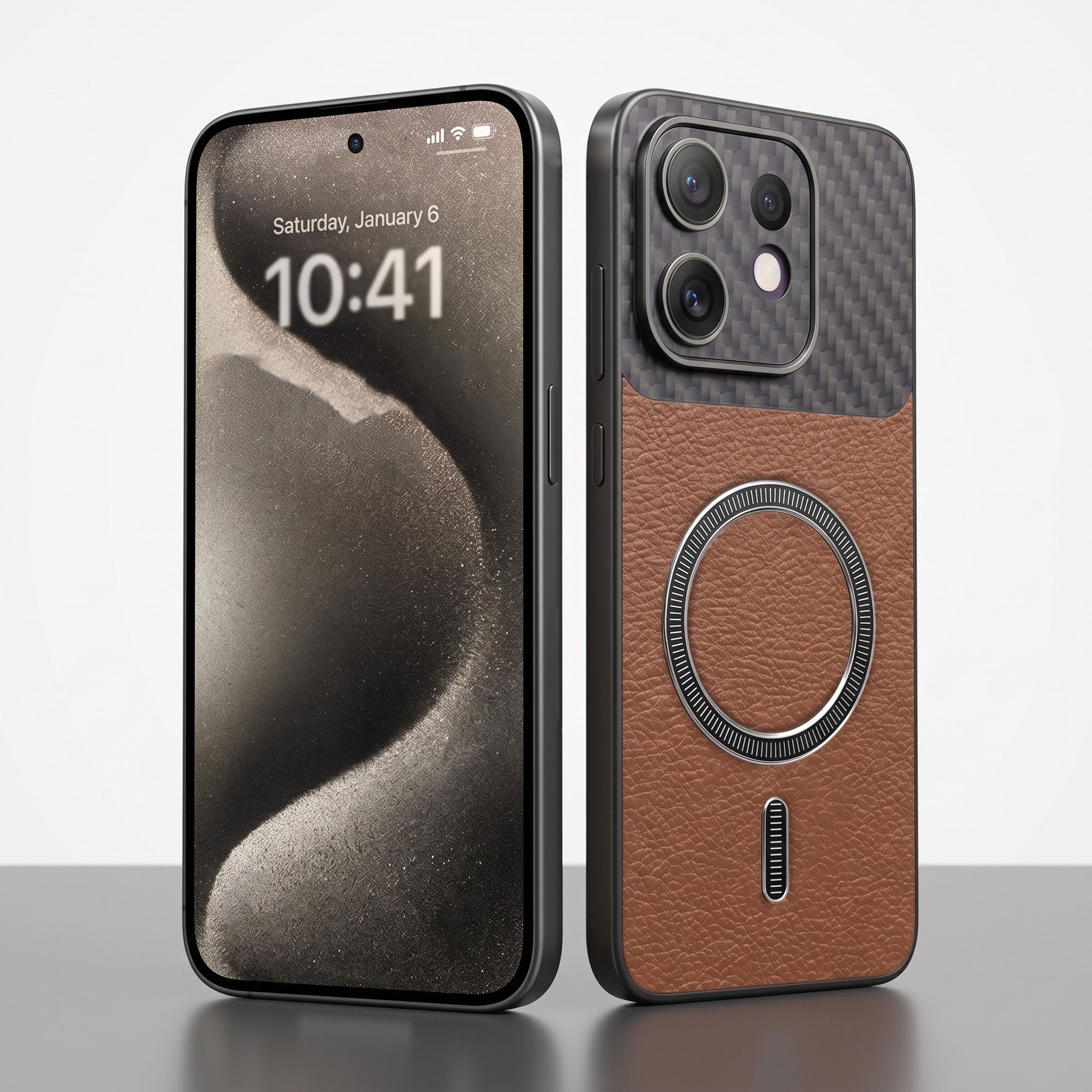 Oppo Reno 16 5G Carbon Fiber Leather Hybrid MagSafe Magnetic Case