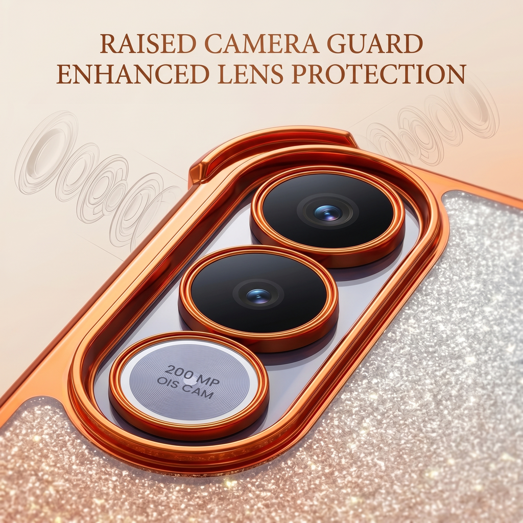 Vivo V70 FE 5G Invincible Bracket Ring Stand Shimmer Airbag Cosmic Orange Case
