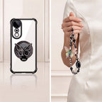 Vivo V40 Pro 5G Transparent Airbag Butterfly Stand Case with Charm Strap