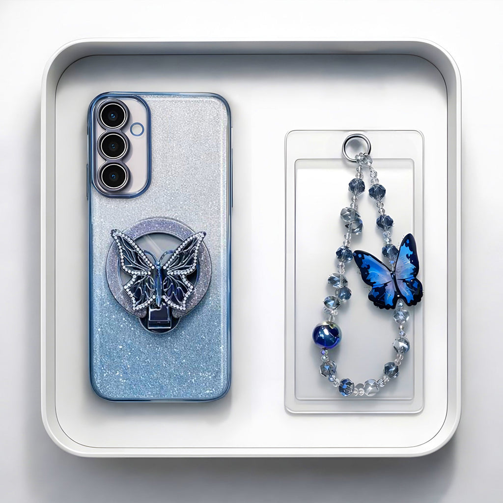 Samsung Galaxy A35 5G Stunning Shimmer Electroplating Butterfly Stand Charm Case