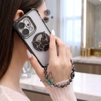 Oppo Reno 14 5G Transparent Airbag Butterfly Stand Case with Charm Strap