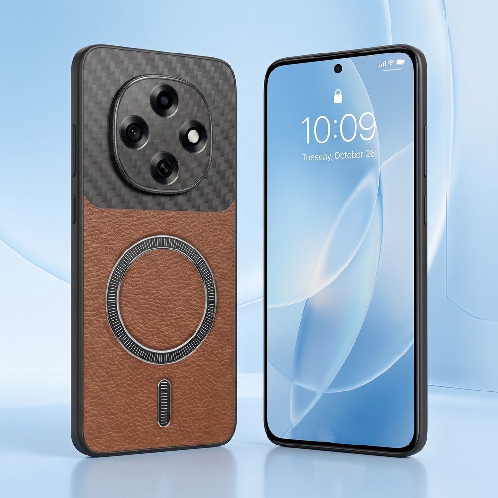 Oppo F31 Pro 5G Carbon Fiber Leather Hybrid MagSafe Magnetic Case