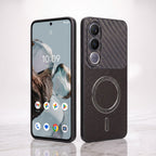 Vivo V70 FE 5G Carbon Fiber Leather Hybrid MagSafe Magnetic Case