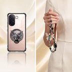 Vivo V60e 5G Transparent Airbag Butterfly Stand Case with Charm Strap