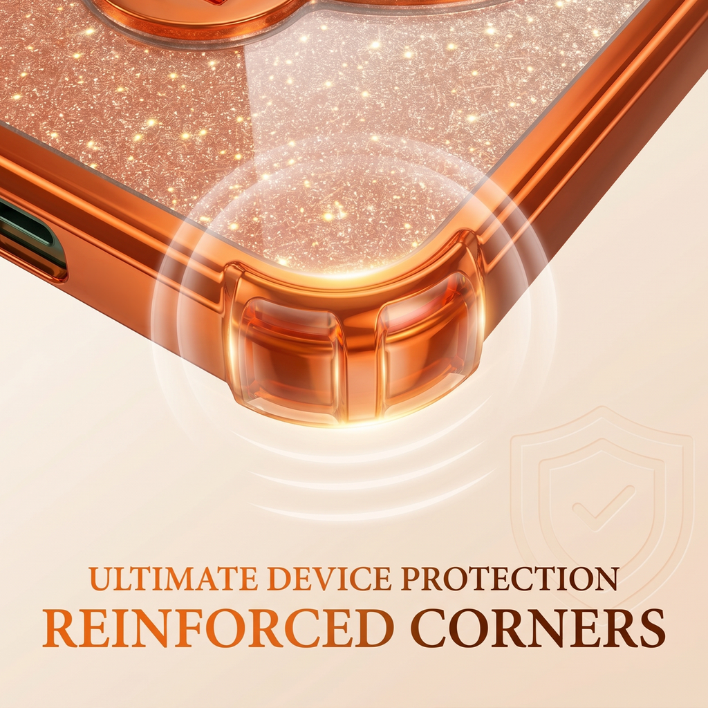 Vivo V70 FE 5G Invincible Bracket Ring Stand Shimmer Airbag Cosmic Orange Case