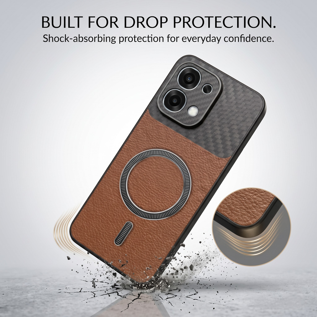 Oppo F31 5G Carbon Fiber Leather Hybrid MagSafe Magnetic Case