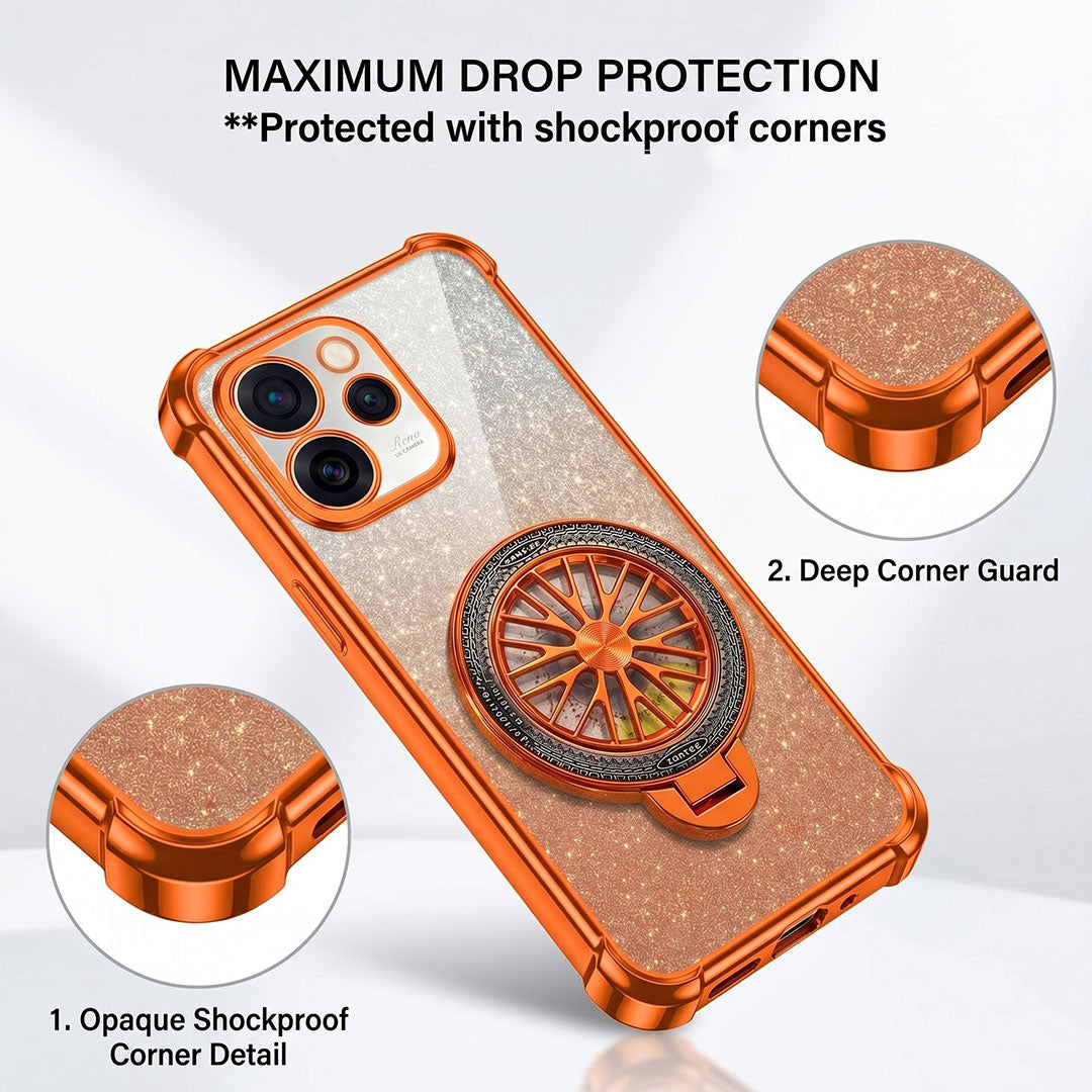 Oppo Reno 15 Pro Mini 5G Stress Buster Wheel Rotating Shimmer Airbag Cosmic Orange Case
