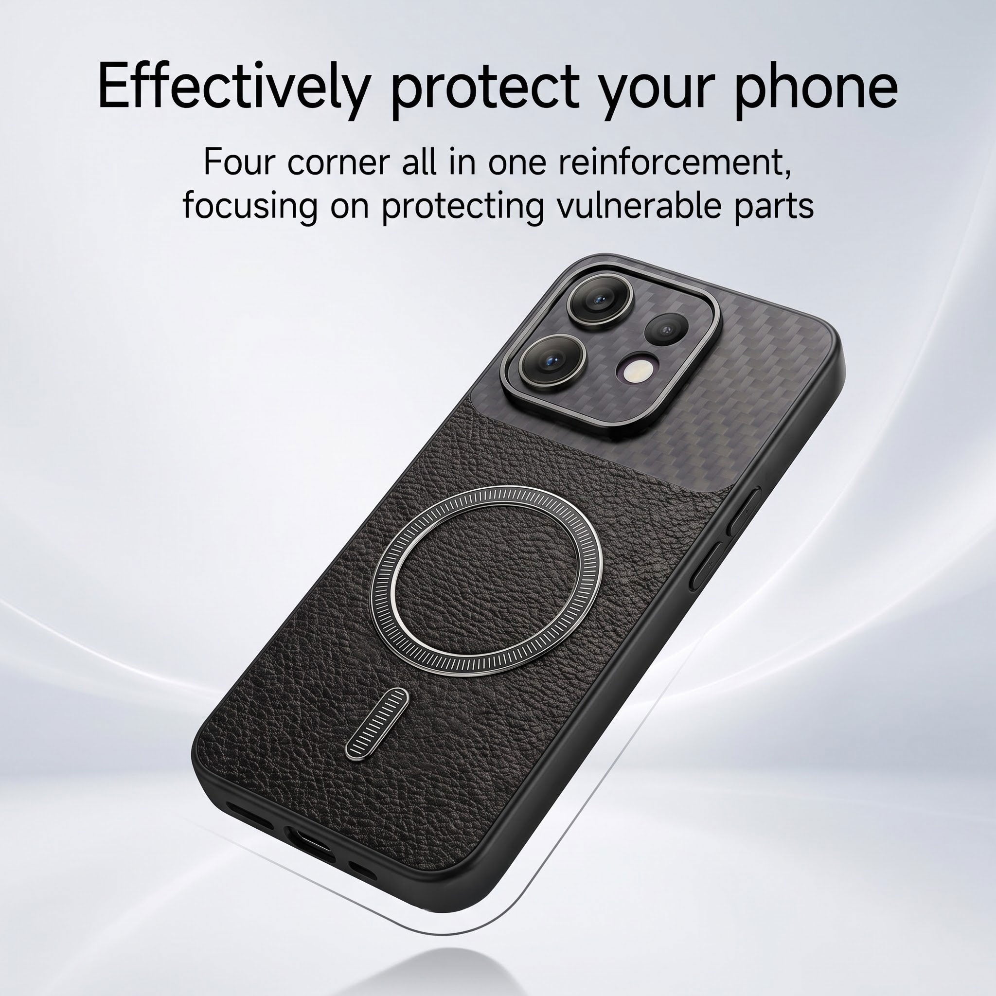 Oppo Reno 16 5G Carbon Fiber Leather Hybrid MagSafe Magnetic Case