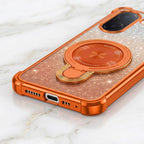 Vivo V60e 5G Invincible Bracket Ring Stand Shimmer Airbag Cosmic Orange Case
