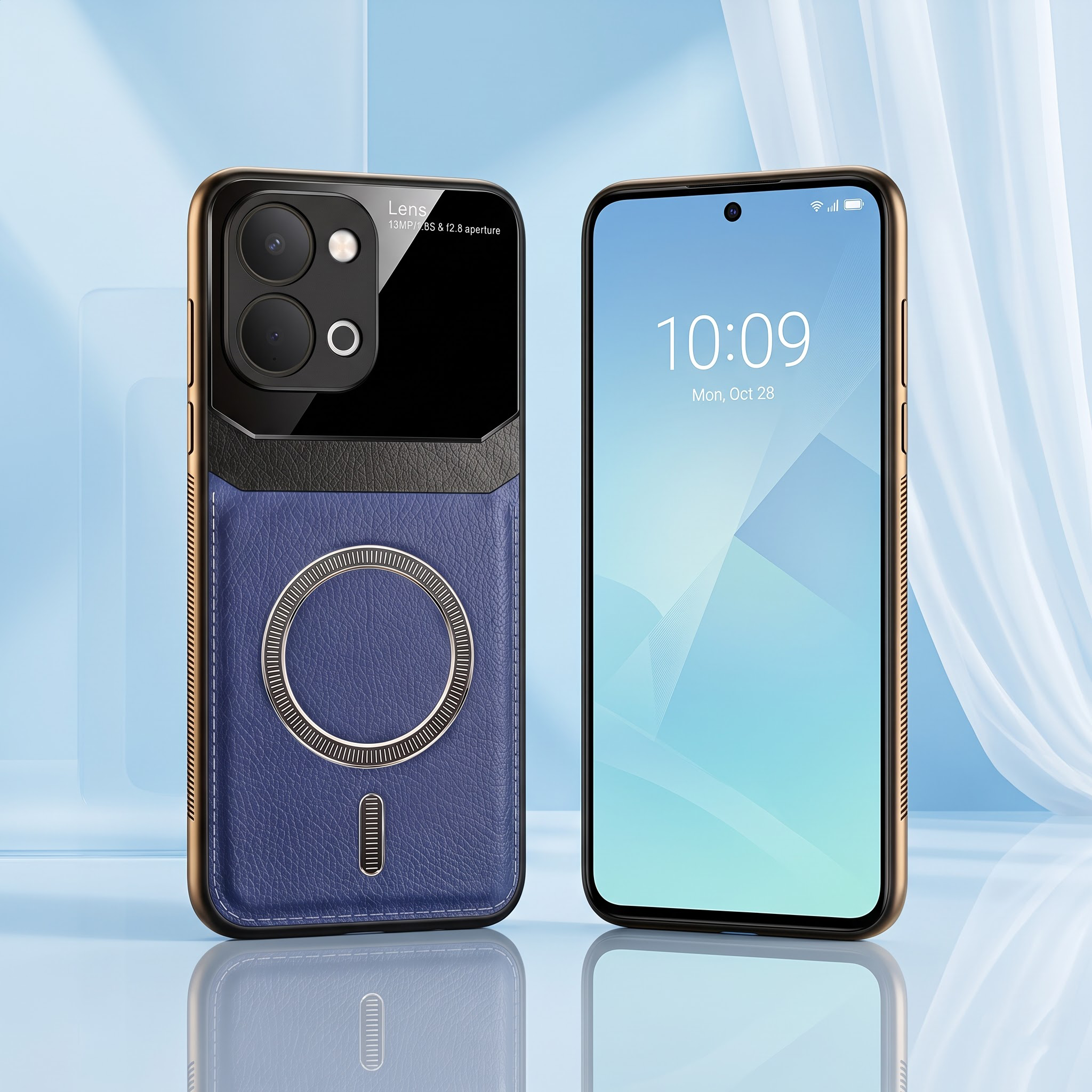 Vivo T5X 5G Premium Magsafe Magnetic Leather Lens Protective Case