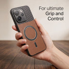 Oppo Reno 15 Pro Mini 5G Carbon Fiber Leather Hybrid MagSafe Magnetic Case
