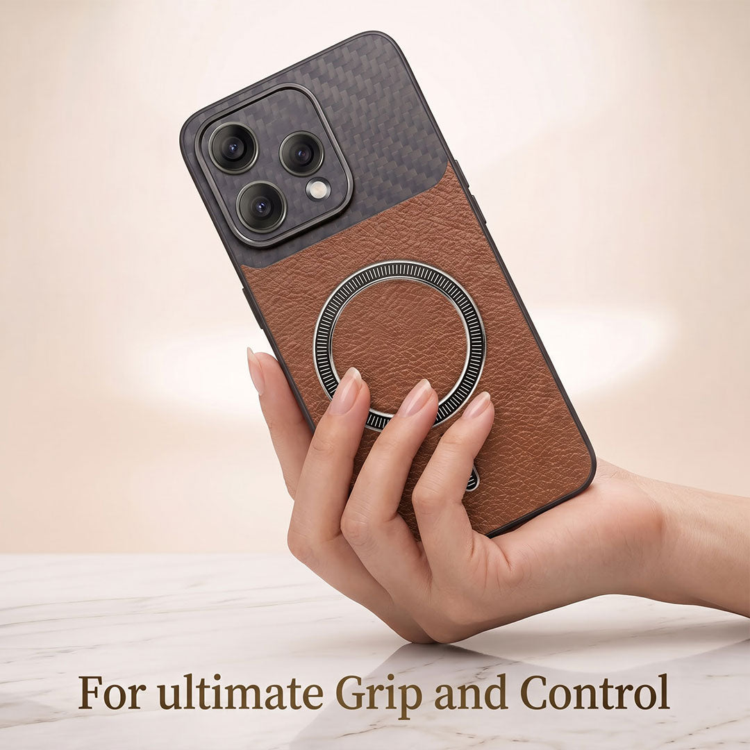 Oppo Reno 15 5G Carbon Fiber Leather Hybrid MagSafe Magnetic Case